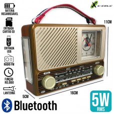 Caixa de Som Rádio Bluetooth 5W Retrô K-311 X-Cell - Marrom